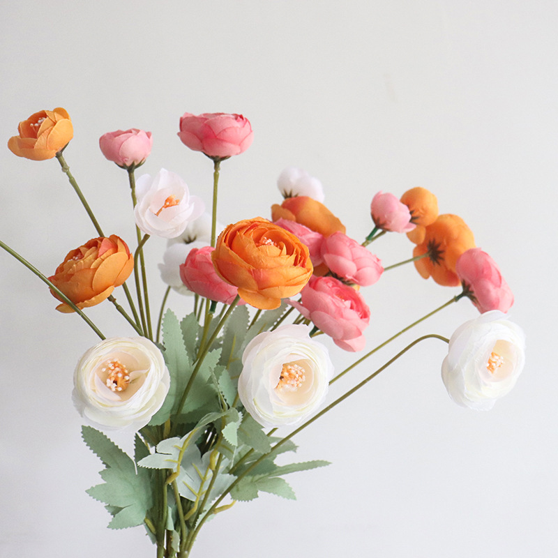 4-head dew lotus artificial flower tea rose fake flower ins photography props wedding background decoration flower material