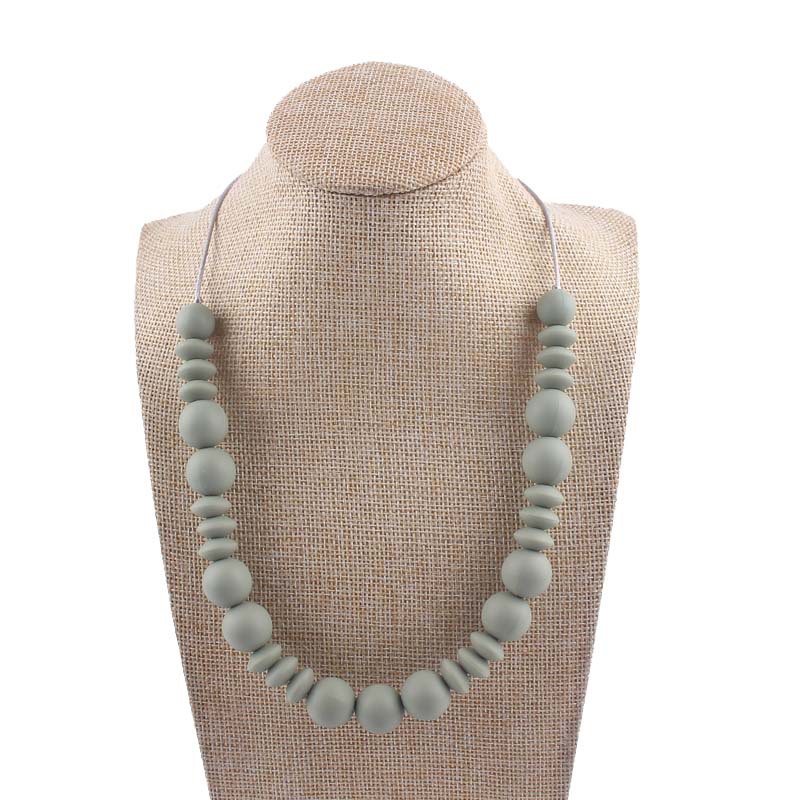 Nuevo bebé molar silicona mordedor collar masticable colgante creativo DIY cuentas redondas espaciador cuentas collar de cuentas