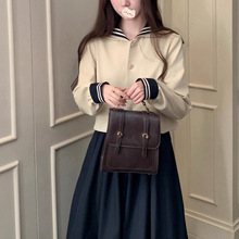 MENGXIANG ▏日系学院风航行秋日 双层海军领小风衣外套+半裙女装