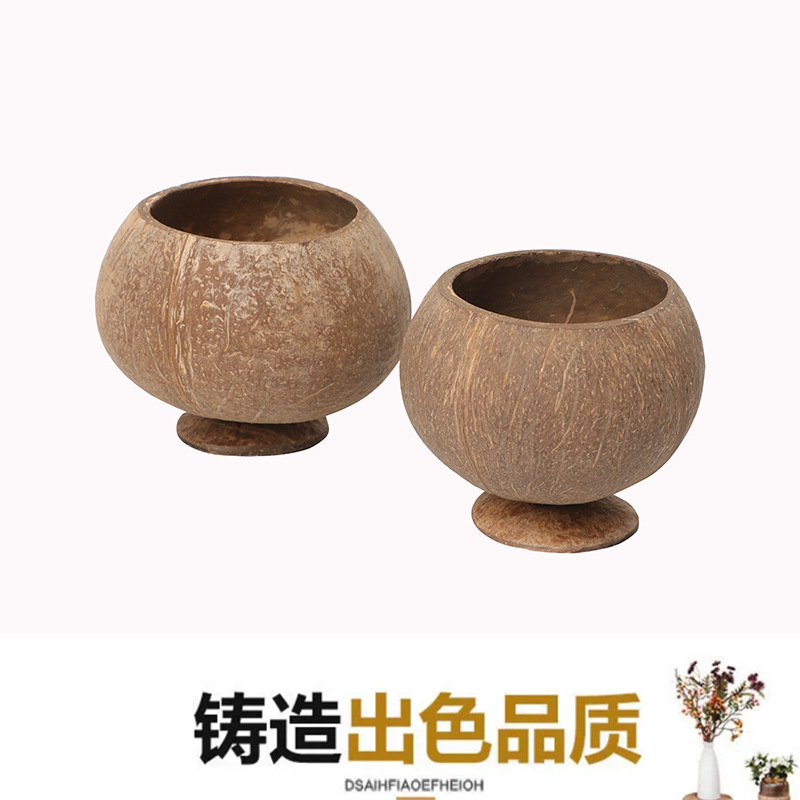 Taza de cáscara de coco ecológico creativo copa de vino postre bebida taza Jugo leche té vino Coco cáscara taza láser LOGO