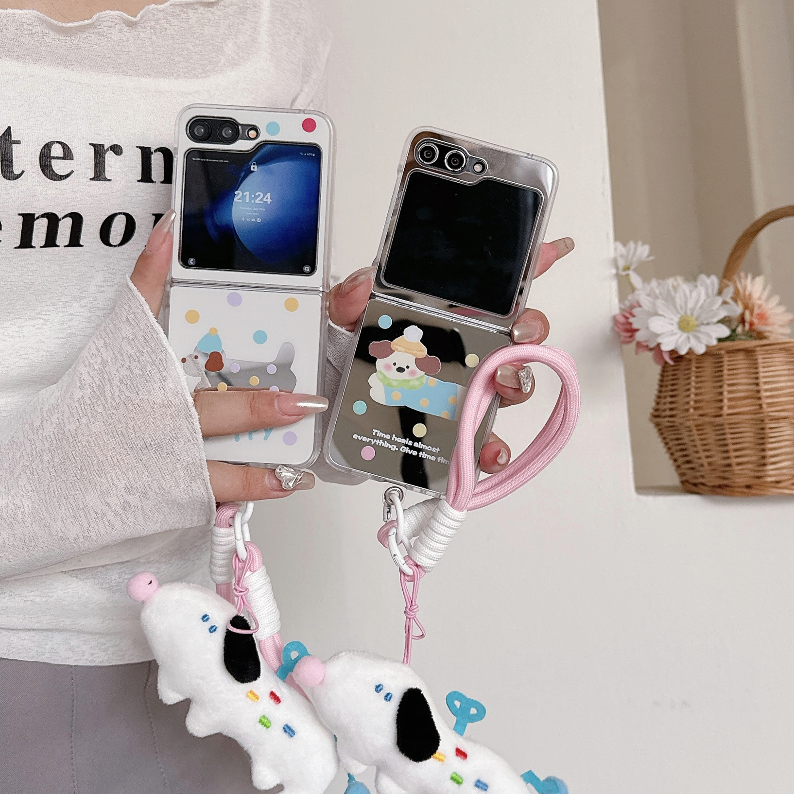 New Mirror Wave Dot Dog Samsung ZFlip6 Generation Folding GalaxyZFlip3/4/5 Generation Phone Case_voghion.com