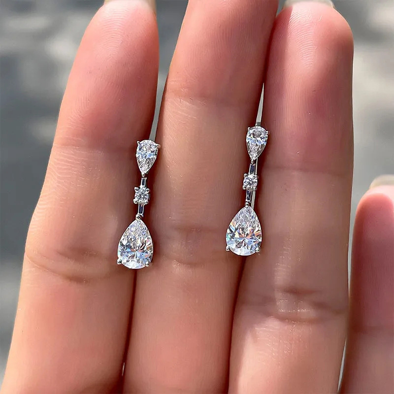 Drop Earrings Classification 1 Pair Shiny Water Droplets Plating Inlay Copper Zircon Drop Earrings