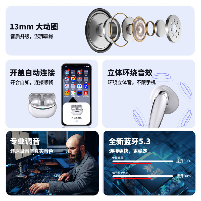 新型国境を越えたスマートタッチノイズ低減超清音質私モードイヤホン携帯シンプルなゲーム無線bluetoothイヤホン|undefined