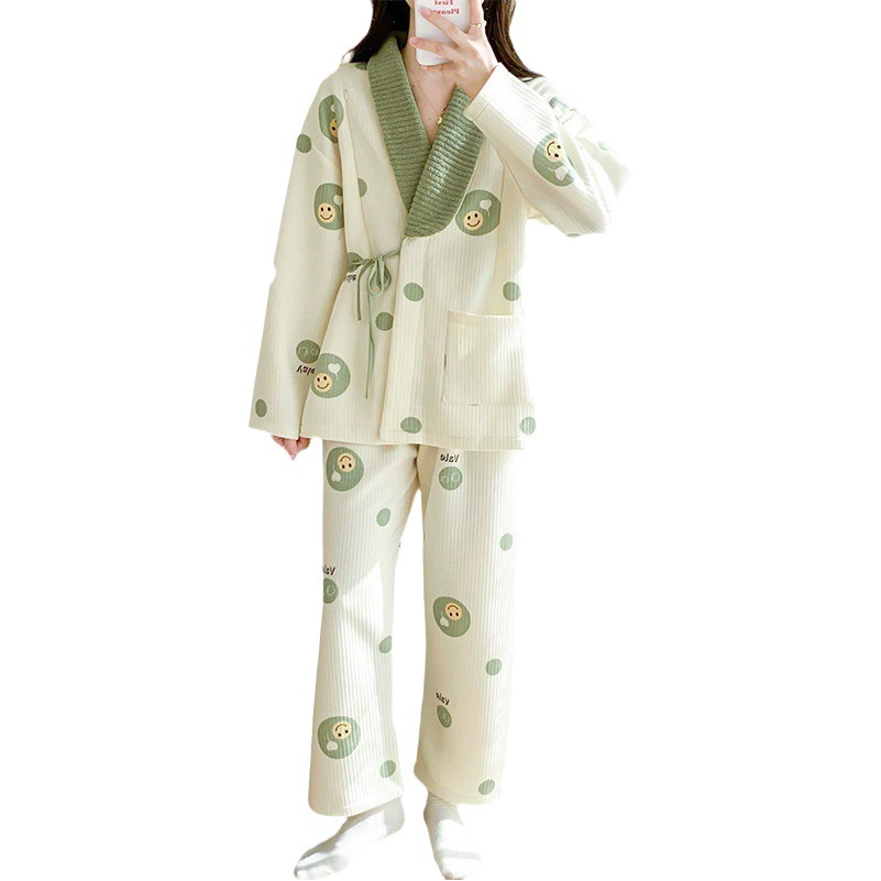 Ежемесячная одежда из воздушного хлопка Осень и зима Послеродовой период для матери и кормления грудью Пижама для беременных Женская зима из двух частей Хлопок для кормления