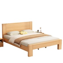 实木床现代简约轻奢主卧双人床小户型家用经济型1.2m出租房单人床