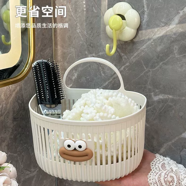 Милая настенная корзина для хранения, многофункциональная кухня, ванная комната, туалет, маленькая подвесная корзина, настенная полка для хранения без перфорации