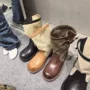 西部风圆头复古风拼接骑士靴