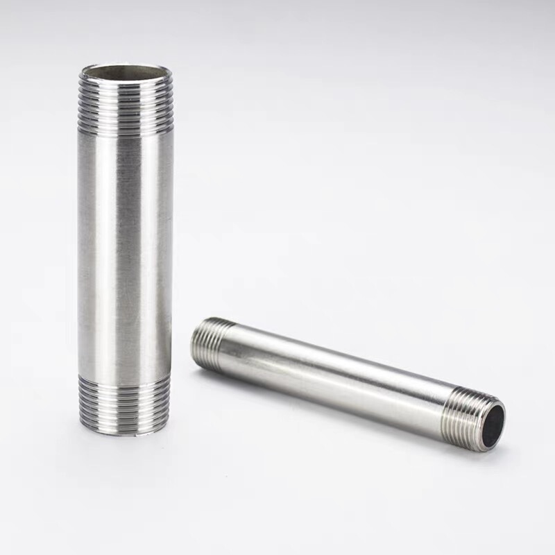 304不锈钢加长双头外丝螺纹钢管内接水管配件4 6分1寸延长管200MM|undefined