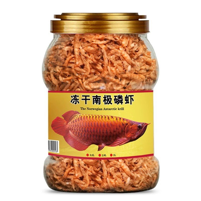 Сушеный корм из антарктического криля для арована, попугаев, мапперов и фортуны; сушеный корм для черепах и креветок.