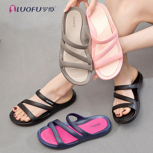 Luofu Slippers Women's Outer Wear Flats Ins Popular Summer New Fashion Home Non-Slip Flats Beach Shoes