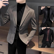 毛呢男士休闲西装外套春秋款2024新款爆款商务男装上衣高级感西服