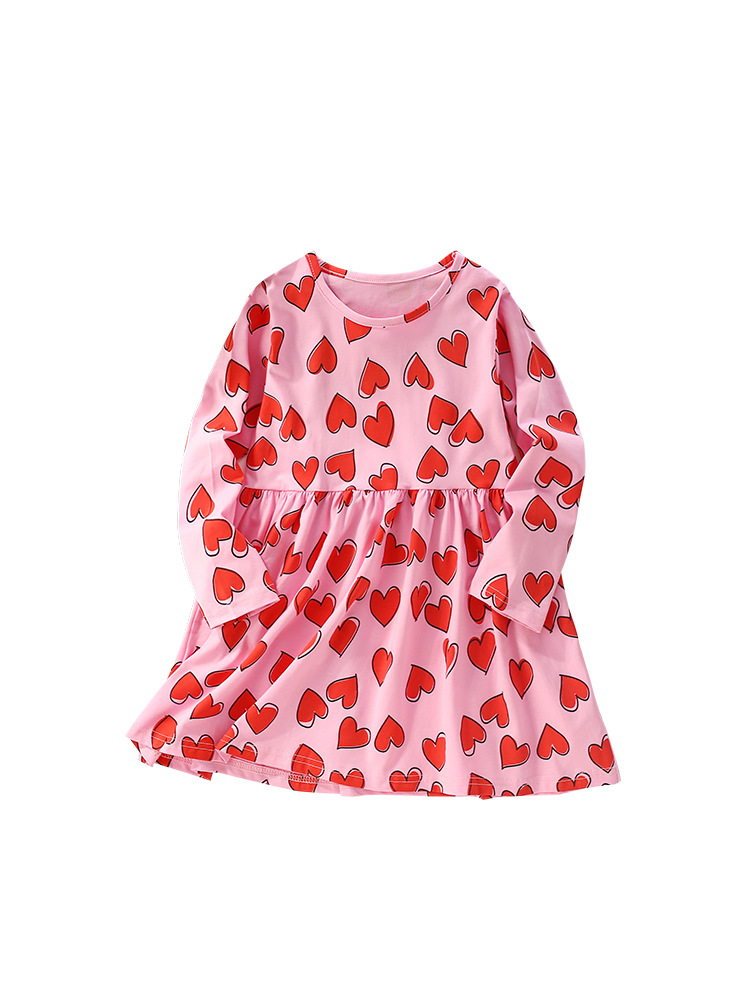 Malwee vestidos de niñas otoño y invierno nuevo estilo impresión de estilo occidental ropa infantil europea y americana de cuello redondo mangas largas falda para niños pequeños y medianos