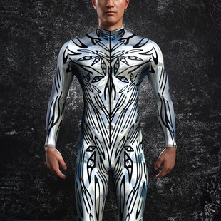 New Hot-Selling European and American Halloween Skeleton Women's Cosplay Bodysuit 3D Printed Slim Jumpsuit