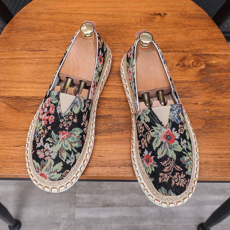 Мужская обувь в китайском стиле, летние туфли из дышащей льняной ткани, старая пекинская мужская рабочая парусиновая обувь без шнуровки, нескользящая мягкая подошва