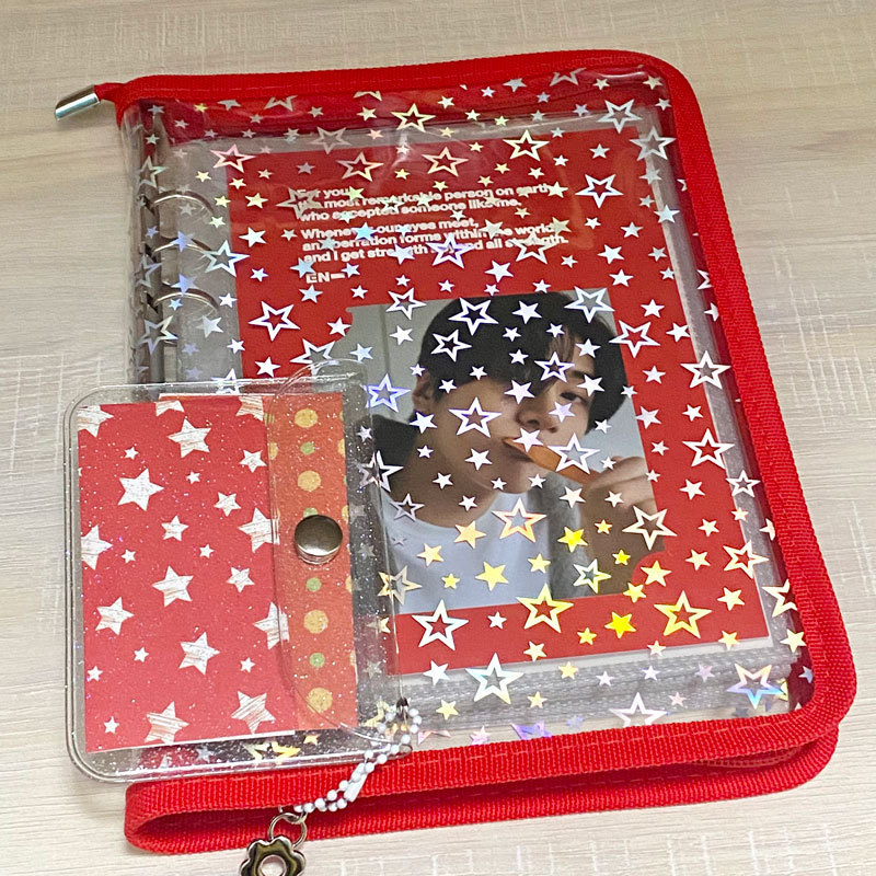 Red Riding Book Explosions Red A5 Binder Star Single Storage Book suit Colorful Star 6-Hole Cover Red Riding Book Explosions Red A5 Binder Star Single Storage Book suit Colorful Star 6-Hole Cover