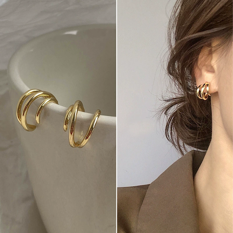 Earrings Silver 925 — Demi-season European Style, Simple Elegant Bright Design, Gold & Silver Options