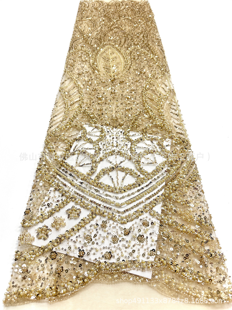 Fabricante de nueva tela de cuentas flor de tela de lenteja alta fotografía vestido de boda vestido de moda tela de vestido image 9