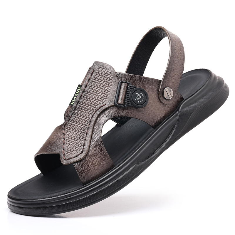 Sandalias de verano de piel de oveja de primera capa para hombre, zapatos de playa de cuero genuino, sandalias informales para hombre, zapatillas de cuero, zapatos para hombre