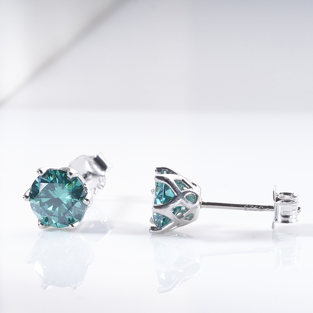 0.5 / 1 quilates de esmeralda mozanita pernos de orejas de mozanita natural ultra brillante pernos de orejas de lujo fino en vivo venta caliente orejas