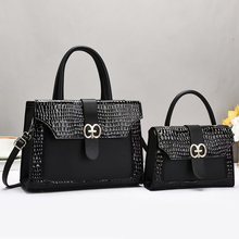 两件套子母包新款拼接纹理大容量手提包休闲斜挎单肩包handbags