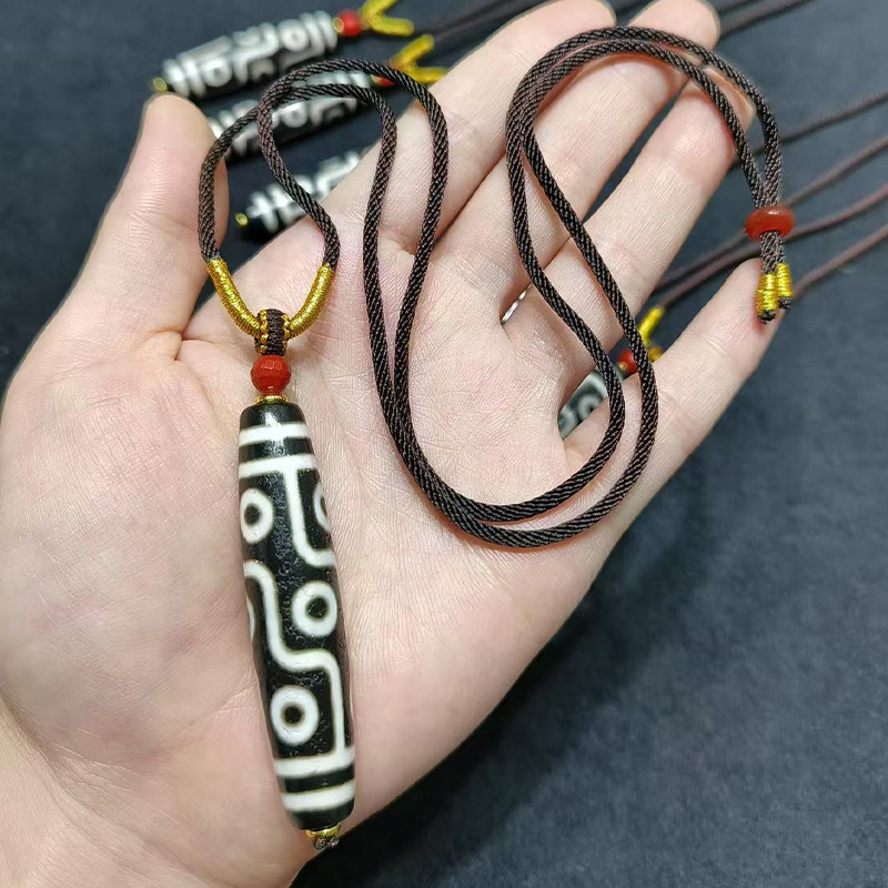 瑪瑙 Dzi 九目黒と白の翡翠ルースビーズ 9 目 Dzi DIY 手織りブレスレットネックレス工場卸売|undefined