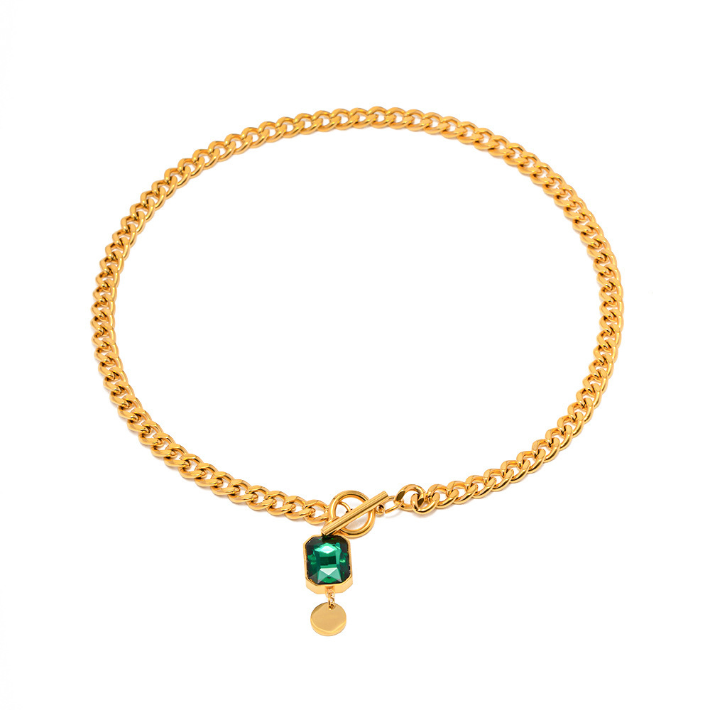 Collana con pendente smeraldo stile retrò francese niche donna_voghion.com