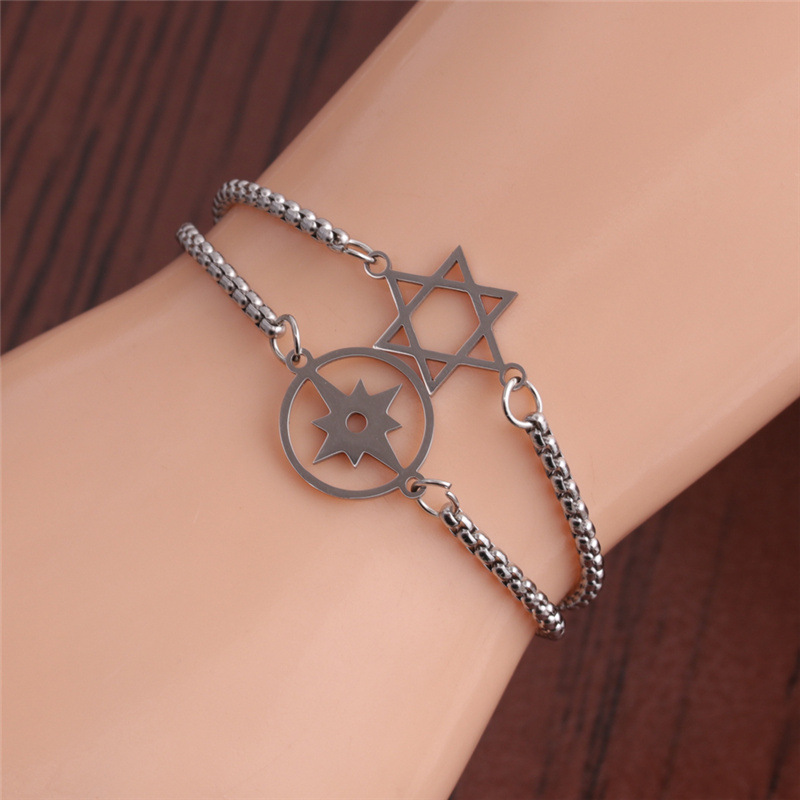 fashion color sixpointed star adjustable stainless steel braceletpicture1