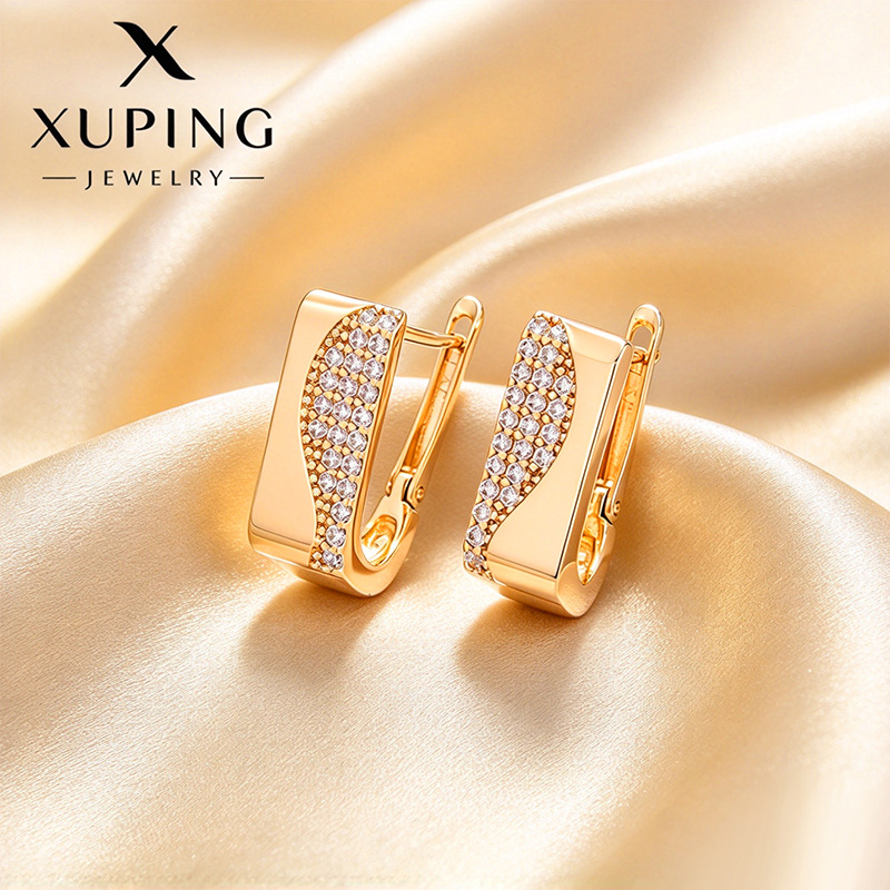 Pendientes de Aro con Zirconia de Aleación de Cobre Bañado en Oro de 18K