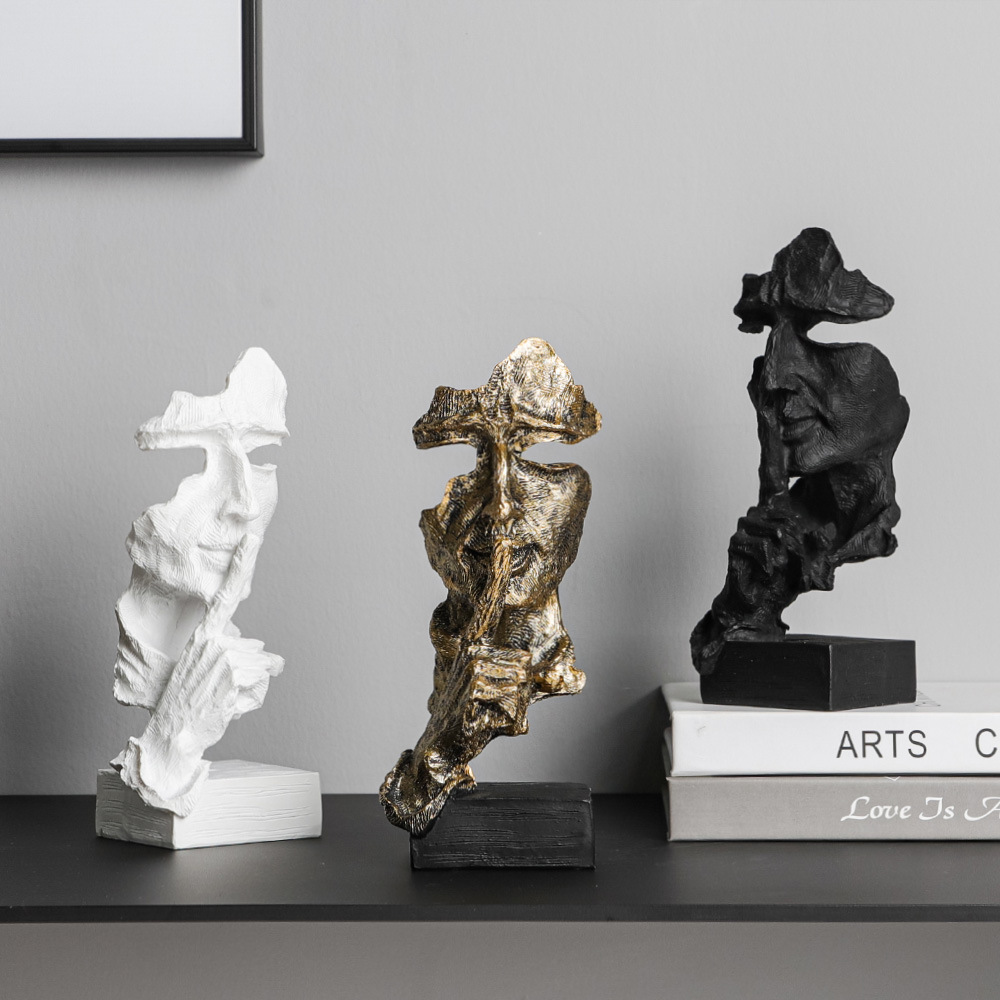 Arte abstracto sala de estar lujosa decoración de oficina silenciosa es escultura de oro portail armario decoración de escritorio para el hogar