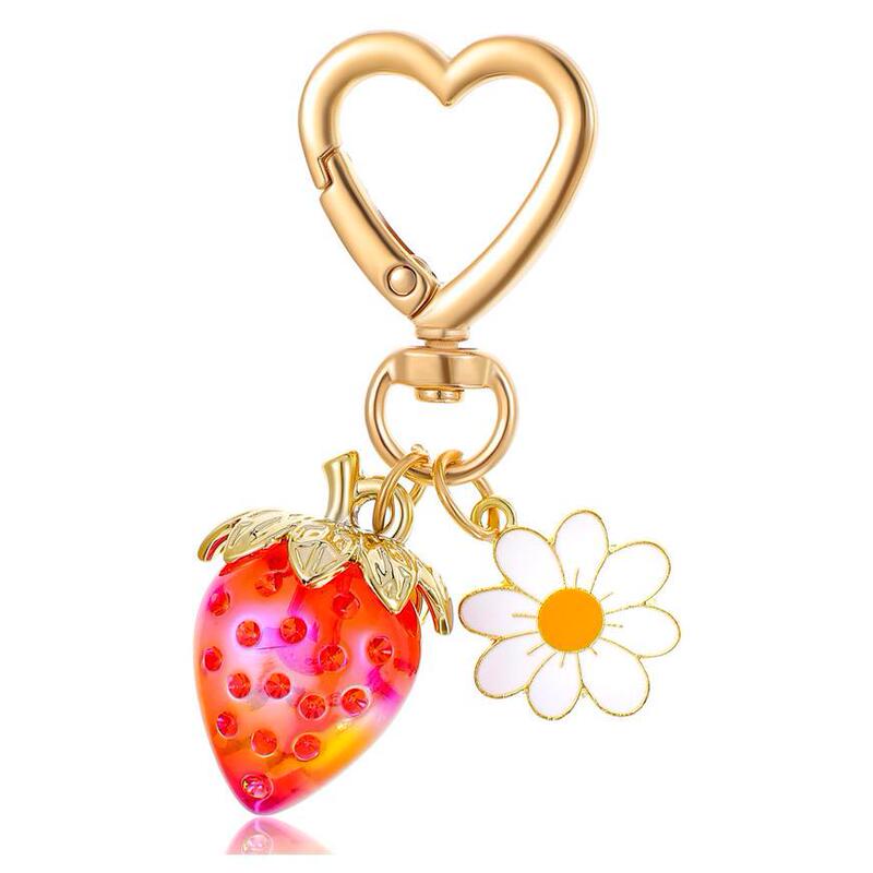 Strawberry Love Keychain Cute Strawberry Keychain Chandel Red Aesthetic Strawberry Short Pie Key Chain Bag Chandel