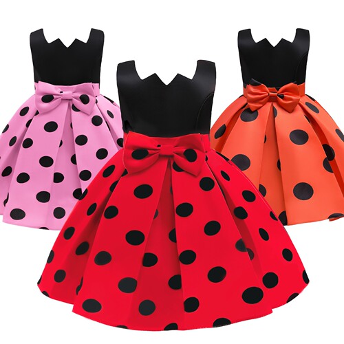 Little Girls' Dresses Retro Polka Dot Print Children's Skirts Christmas Kids' Clothing Party Performance Dress Evening Gown Princess Dress