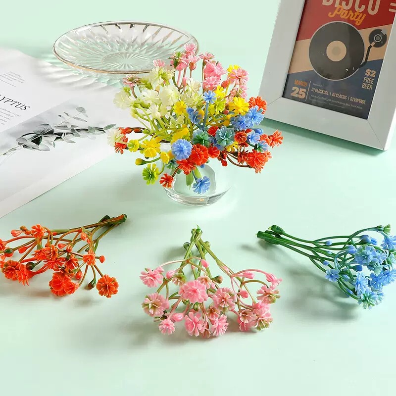 Soft Rubber Artificial Baby's Breath Flower Bouquet Handmade DIY Potted Plant Photography Decoration Embellishment Accessories Small Parts