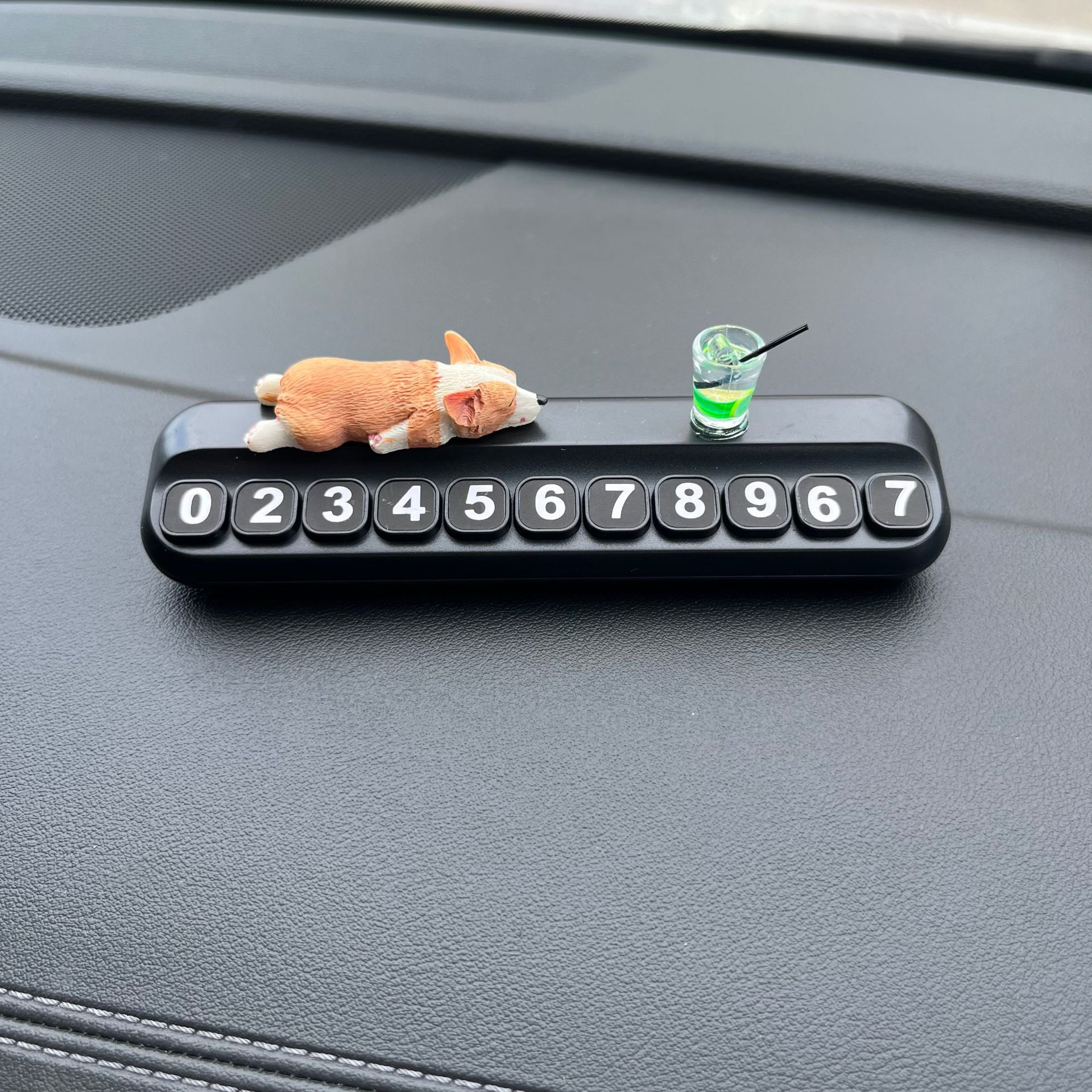 Mini Sleeping Corgi Car Ornaments Creative Car Center Console Decorations Simulated Cute Corgi Parking Signs