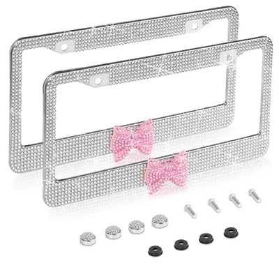 License plate holder/license plate holder – Diamond-Encrusted License Plate Frame, Straight-Line Bow