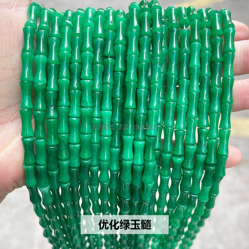 Bamboo Tube Beads, Natural Southern Jade 5×12 mm — ~31 pcs Strand, Organic Jewelry Beads