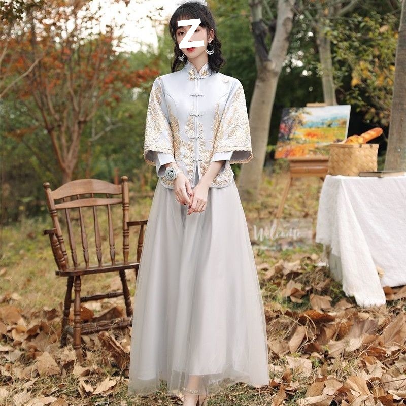 新中式伴娘服礼服轻奢小众高端香槟色改良两件套装姐妹裙日常可穿|undefined