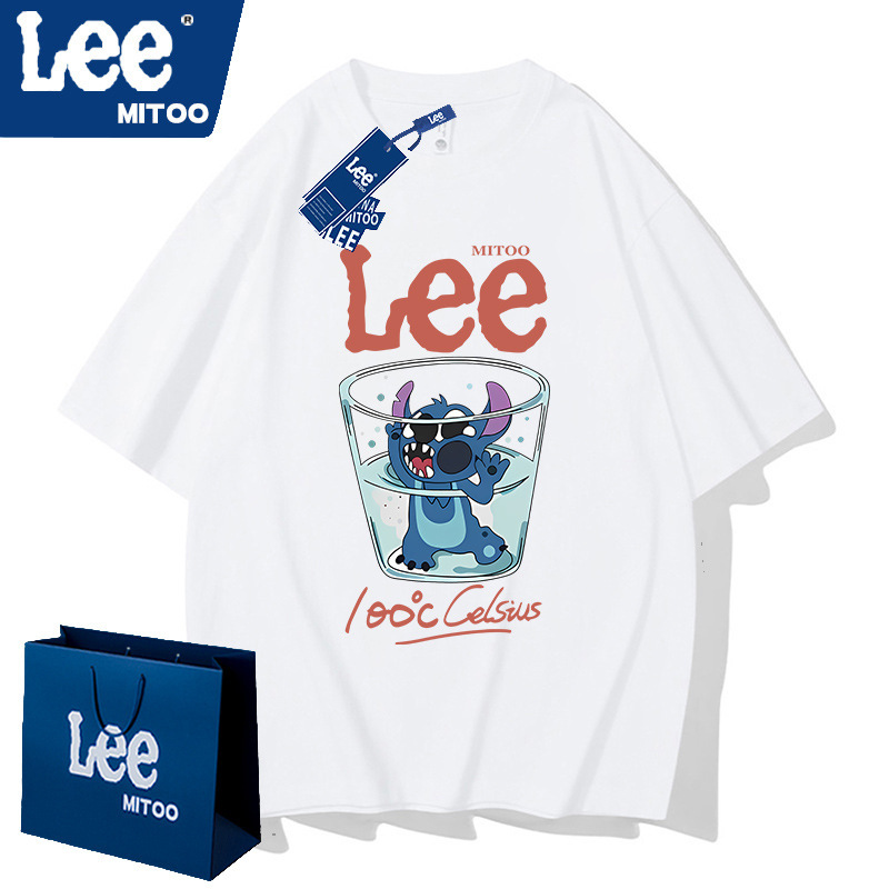 lee&mitoo2025 夏アメリカのトレンディなブランドライト高級ユニセックス純綿 Tシャツ高品質多用途半袖メンズ|undefined
