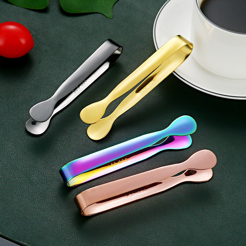Factory direct stainless steel ice clip net red thickened multifunctional bar ice cube restaurant coffee cube sugar clip food clip
