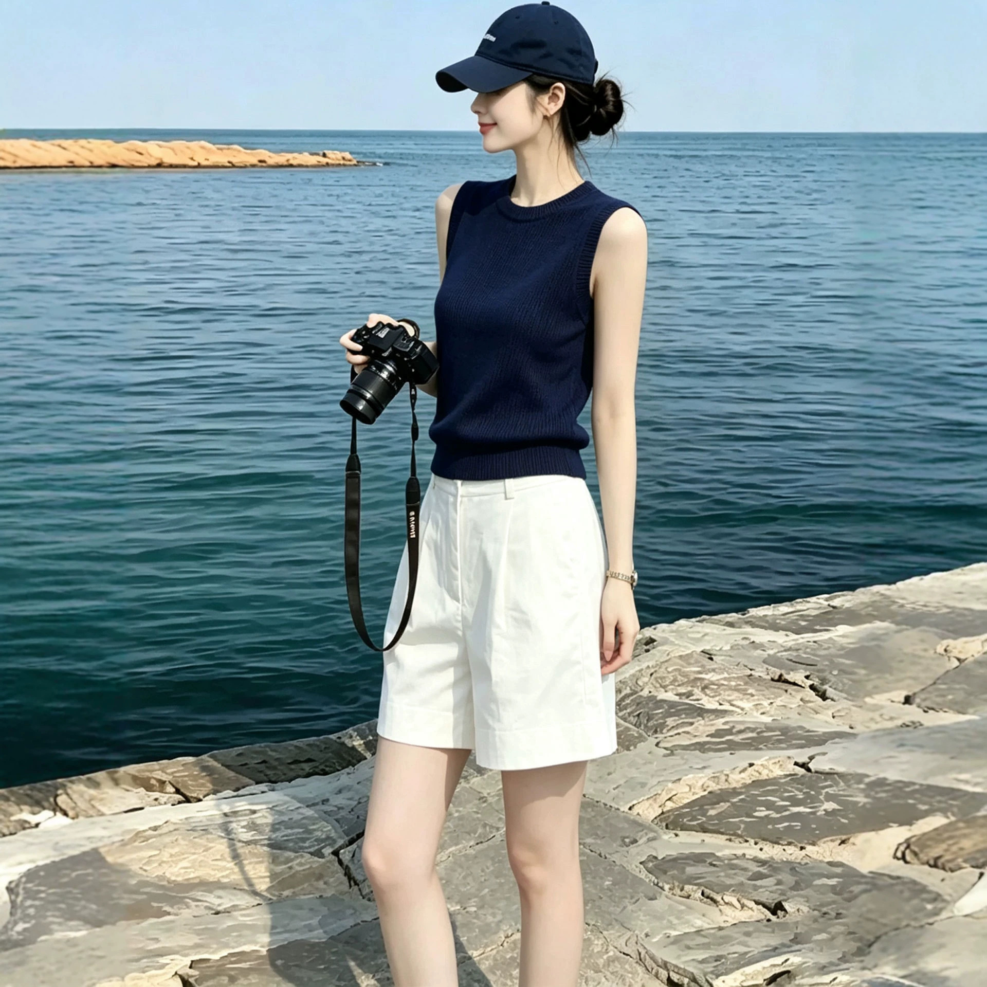 2026年夏季新款显瘦小姿巨好看套装女显瘦无袖针织上衣短裤两件套