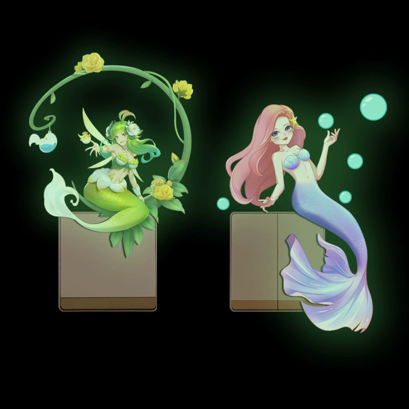 Новая светящаяся русалка волдырь флуоресцентная наклейка на стену детская комната креативная светящаяся наклейка самоклеящаяся декоративная наклейка на стену