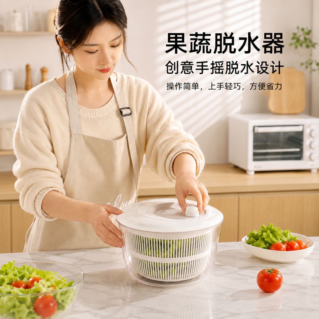 Household fruit and vegetable dehydrator, multifunctional kitchen creative quick manual salad washing and drying machine