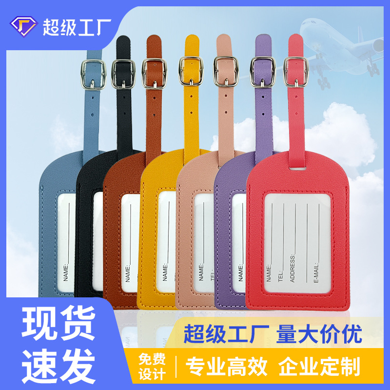 Nueva tarjeta de embarque de avión de cuero multicolor transfronteriza, etiqueta de equipaje creativa, etiqueta de equipaje de pu de cuero de facturación