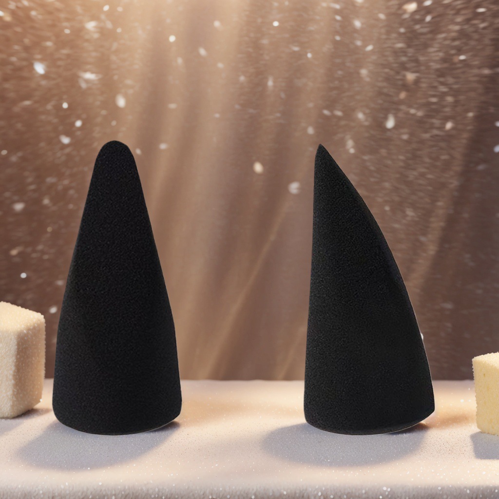 Huevo de maquillaje de belleza, soplo de maquillaje, negro clásico, variedad de formas, maquillaje de forma especial, huevo, herramienta de goteo de corte oblicuo sin látex