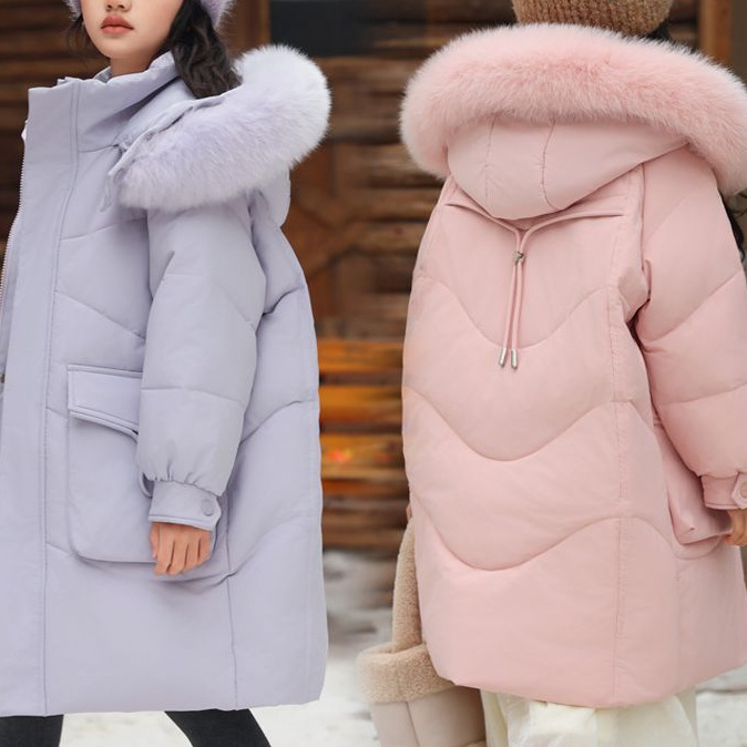 2025新款正品巴拉橙儿童羽绒服女童中长款中大童加厚冬亲子装外套