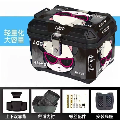 motorcycles and scooters, and can be used – Motorcycle trunk - 48l-alloy-lock-feng-xiong-hua-ji-blackgray-top-tier-model-inner-lining-backrest-shock-absorbing-base-installation-accessory-kit