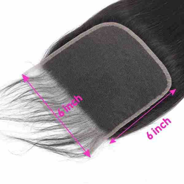 Cierre de encaje 6x6 de cabello humano real para comercio transfronterizo