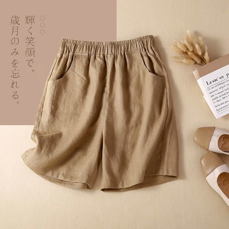 246*** Counter Clearance Cotton and Linen Wide-Leg Shorts Summer Loose Versatile Casual Thin Linen Straight-Leg Women's Pants