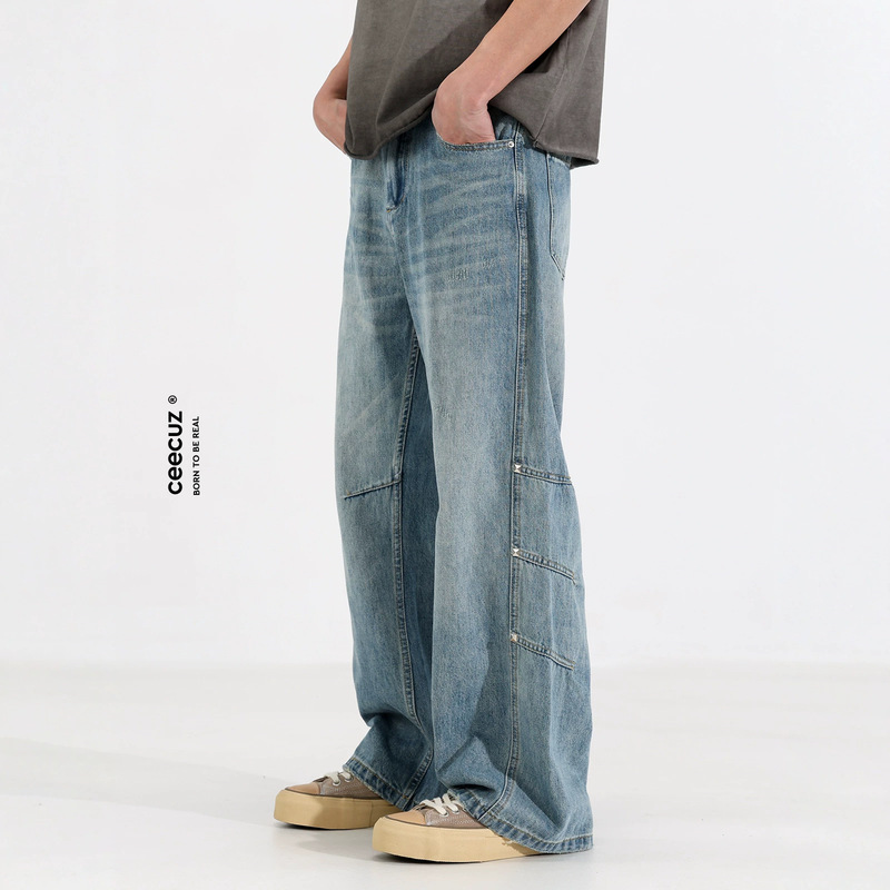 Ceecuz Summer Thin Pleated Loose Straight-Leg Jeans for Men, Stylish Loose Wide-Leg Floor-Length Casual Pants Ceecuz Summer Thin Pleated Loose Straight-Leg Jeans for Men, Stylish Loose Wide-Leg Floor-Length Casual Pants