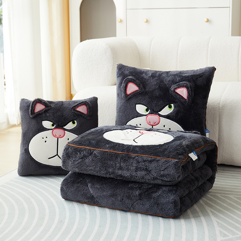 Milk Fleece Throw Pillow Blanket Car Carrier Cushion Pillow Dual-Purpose Office Nap Blanket Air Conditioner Thick Pillow Blanket