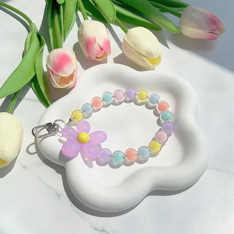 Cadena de cuentas de color flor morada